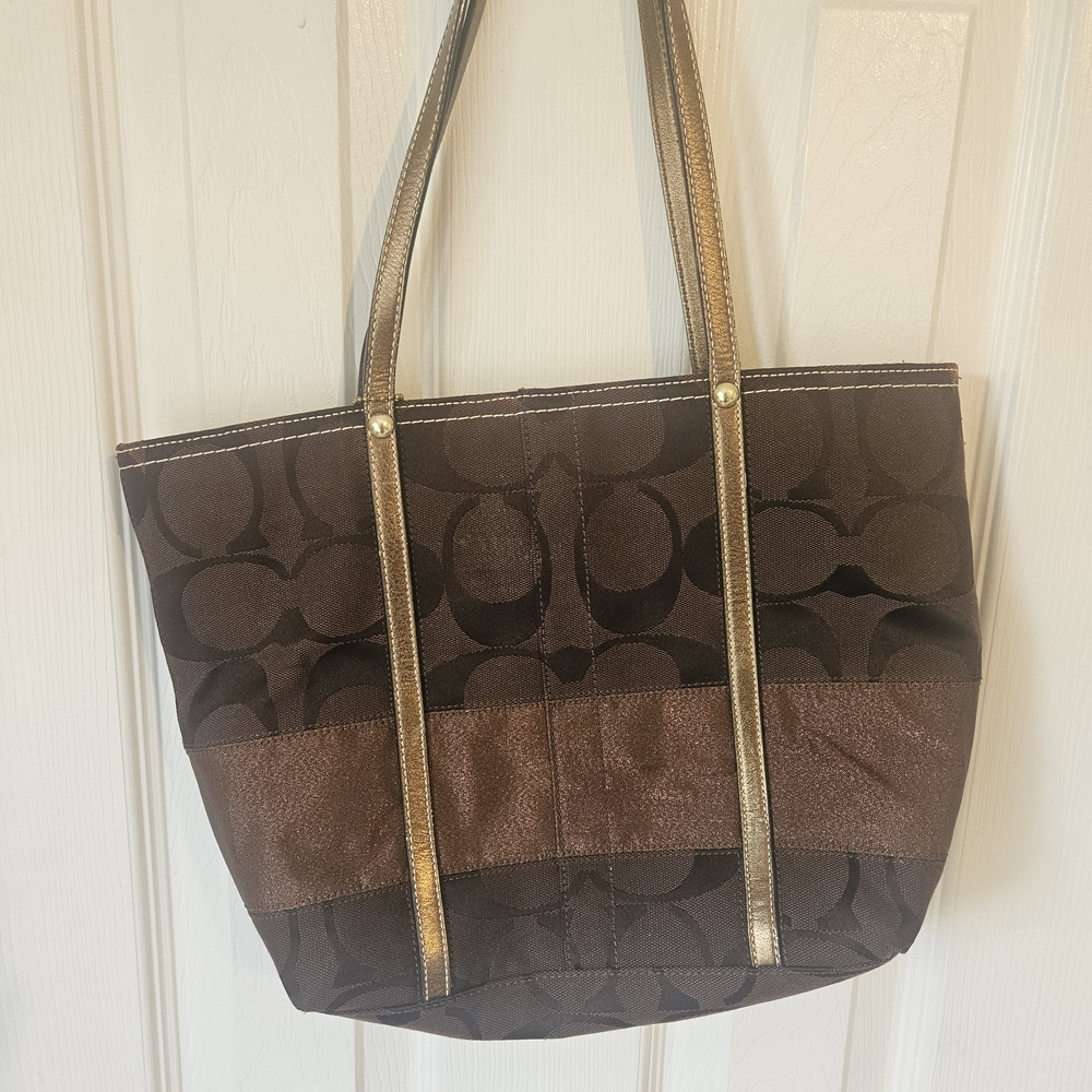 Coach Brown and Gold Tote Bag - Picture 2 of 14